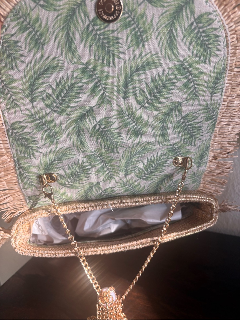 Tommy Bahama Straw Shoulder Bag with Bamboo Handle - Natural - Picture 4 of 9